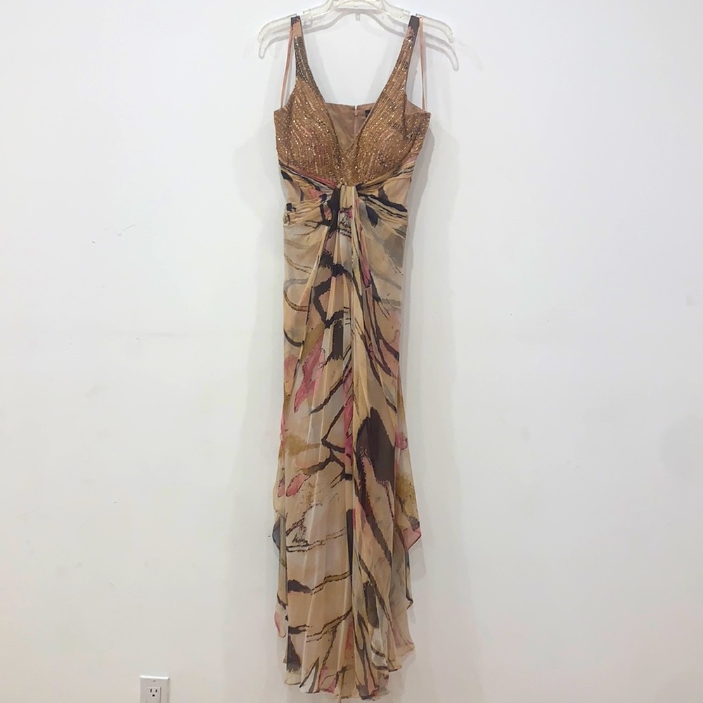 Neutral-toned Printed Cocktail Dress